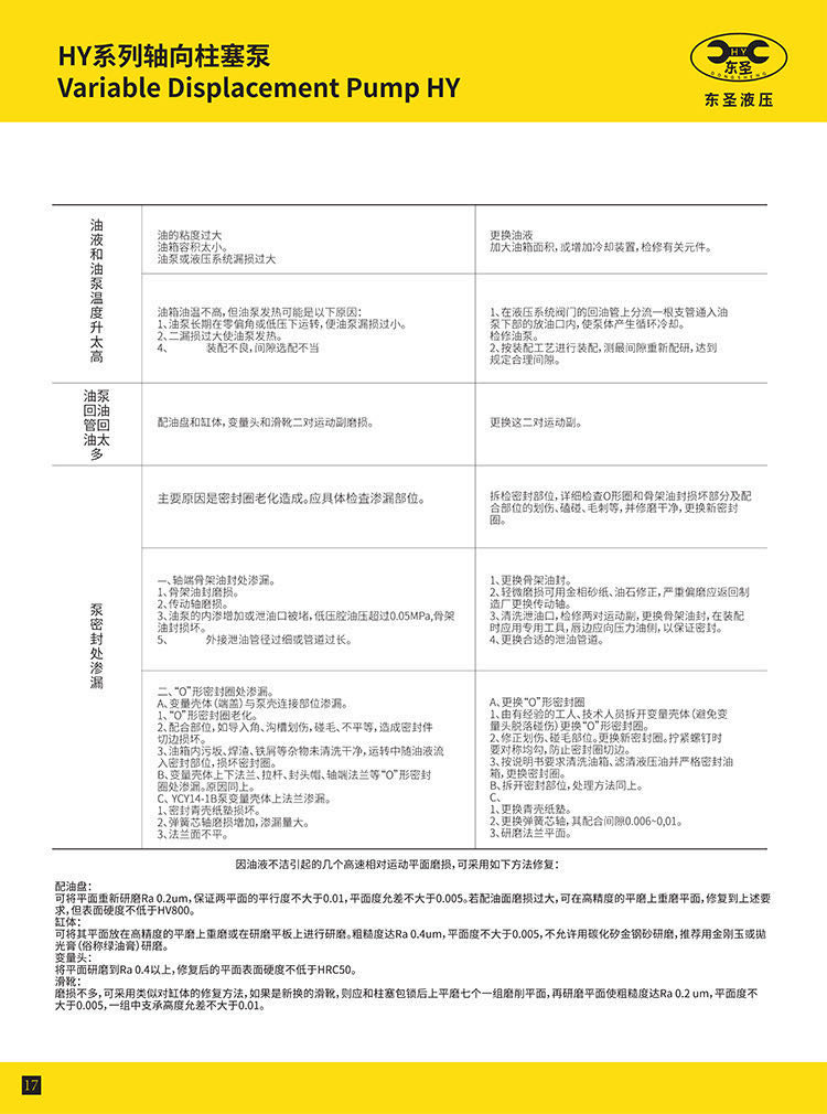 HY系列軸向柱塞泵產(chǎn)品說明書