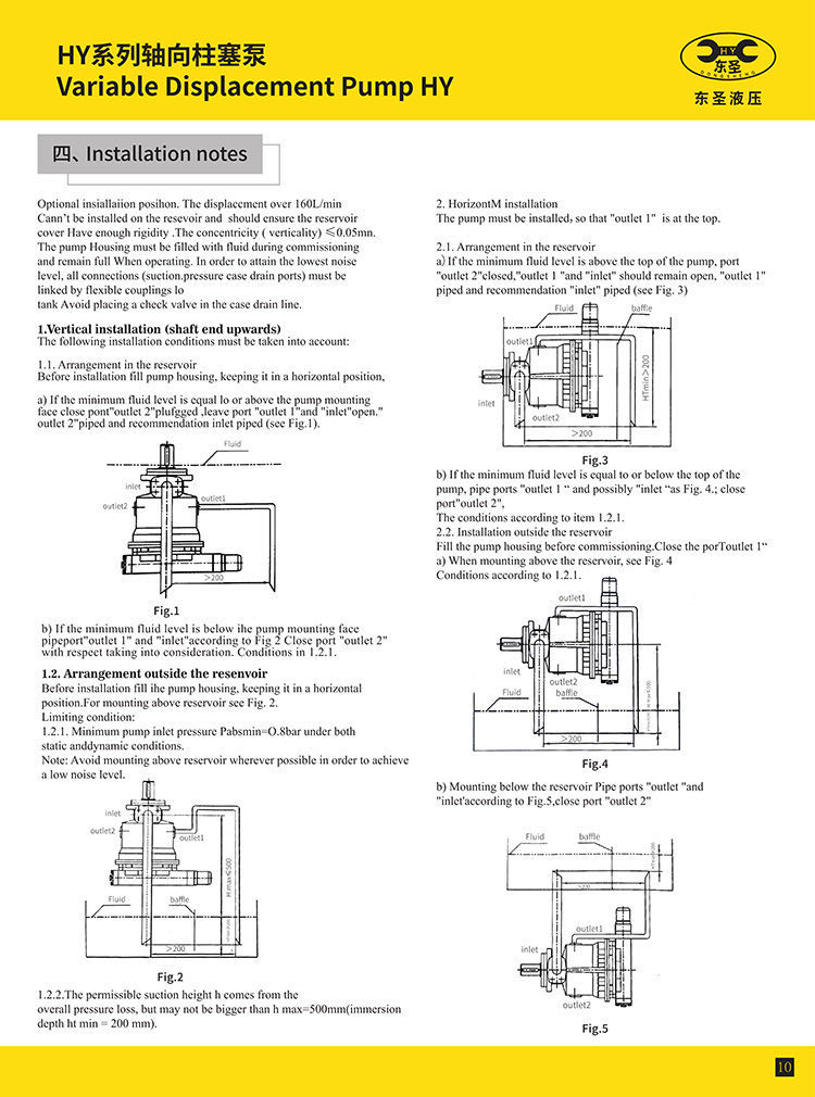 HY系列軸向柱塞泵產(chǎn)品說明書
